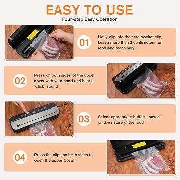 Powerful Vacuum Sealer Machine with 75kPa Suction, 10-in-1 Food Vacuum Sealer for Moist/Dry Food, Built-in Cutter & 50 Bags + Hose Complete Food Saver for Long-Lasting Freshness