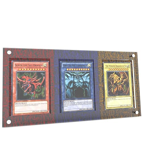 Acrosia 3 Egyptian God Cards Display Stand,Compatible with Yugioh Cards Slifer/Obelisk/Ra,Acrylic TCG Legendary Collection Frames (Triple Display) - 3 in 1