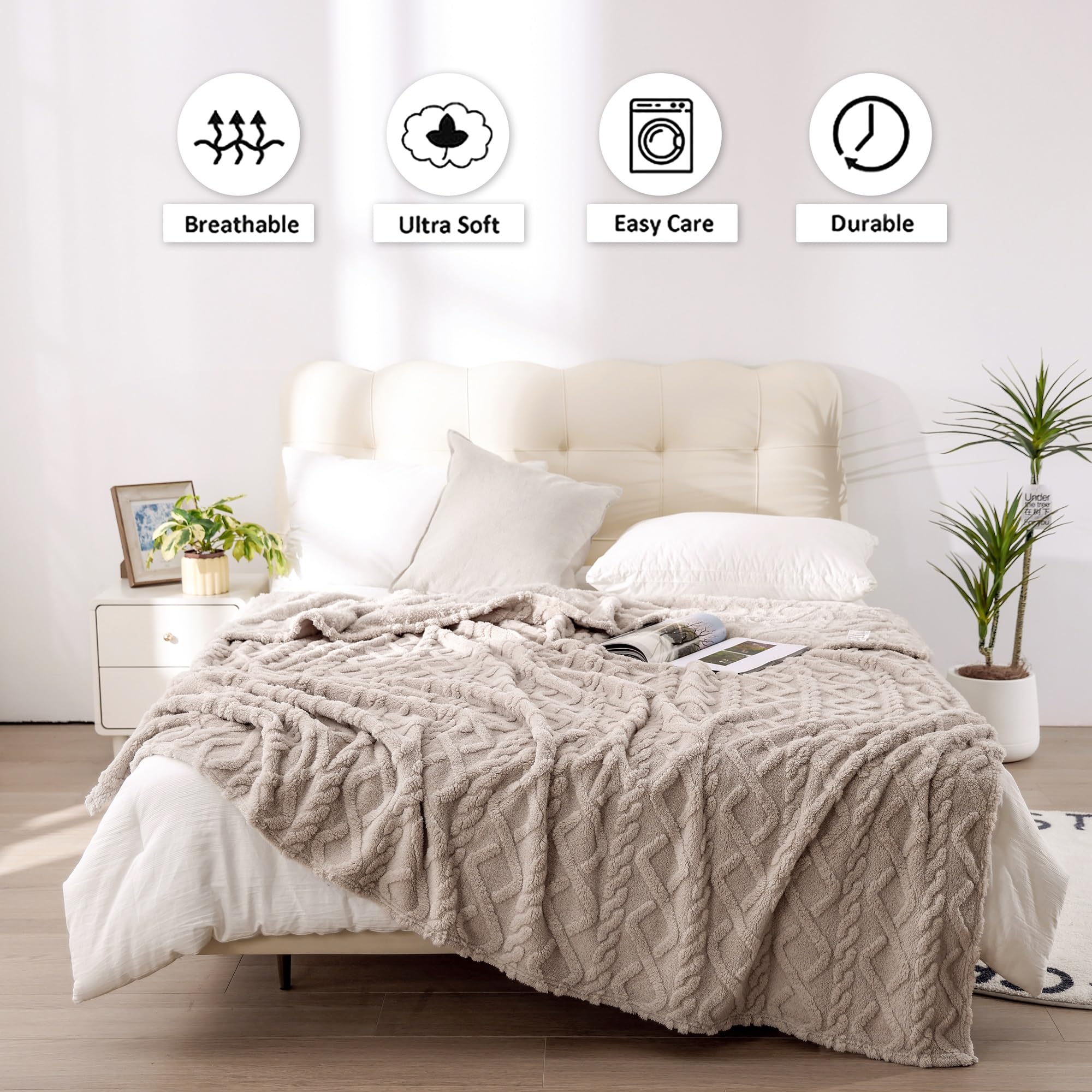 VANJOROY Fleece Blanket Large Throw for Sofa and Bed,400 GSM Lightweight Blanket - Image 3