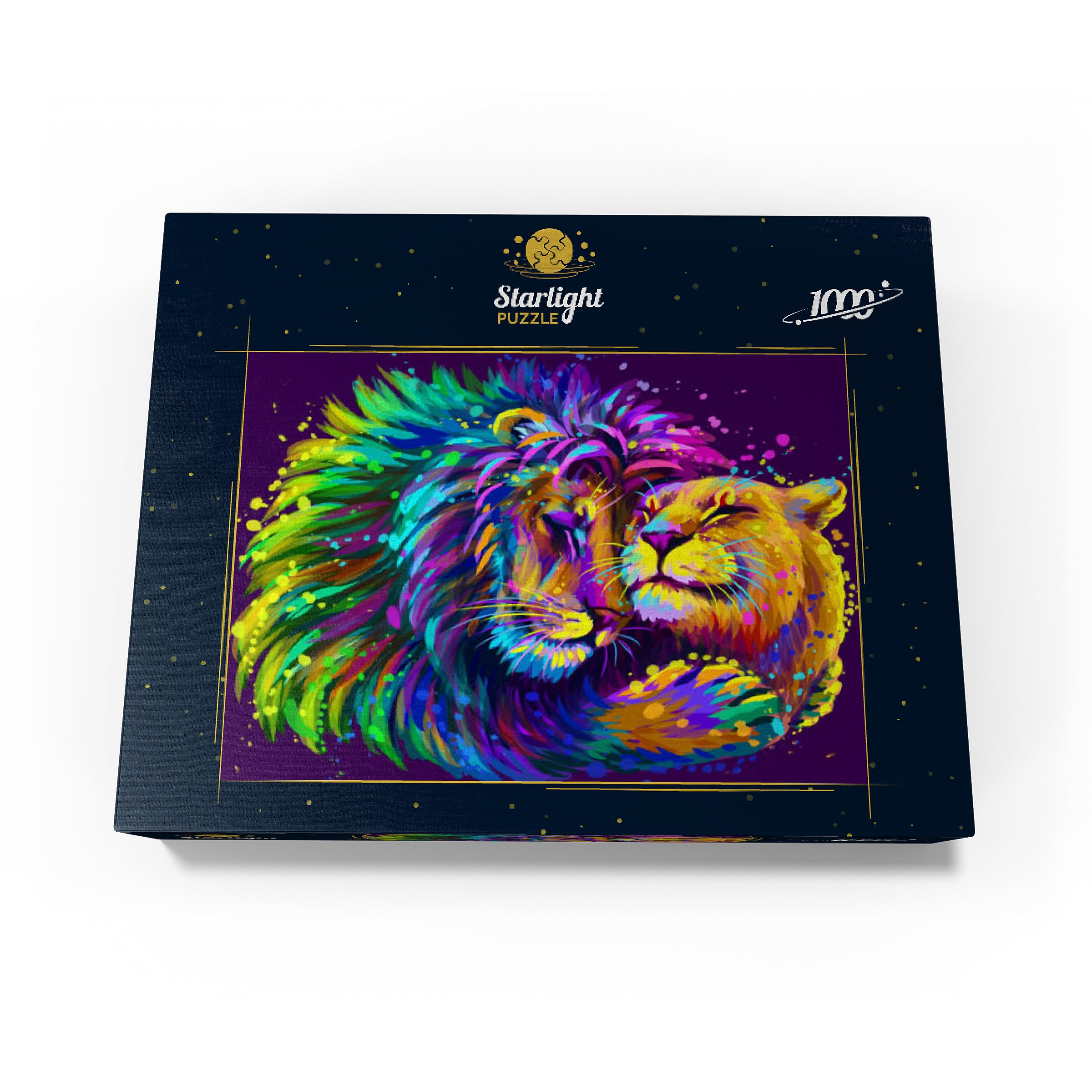 Neon Lion Hugging Lioness Pop Art Jigsaw Puzzle - 1000 Piece Premium Puzzle Made In USA