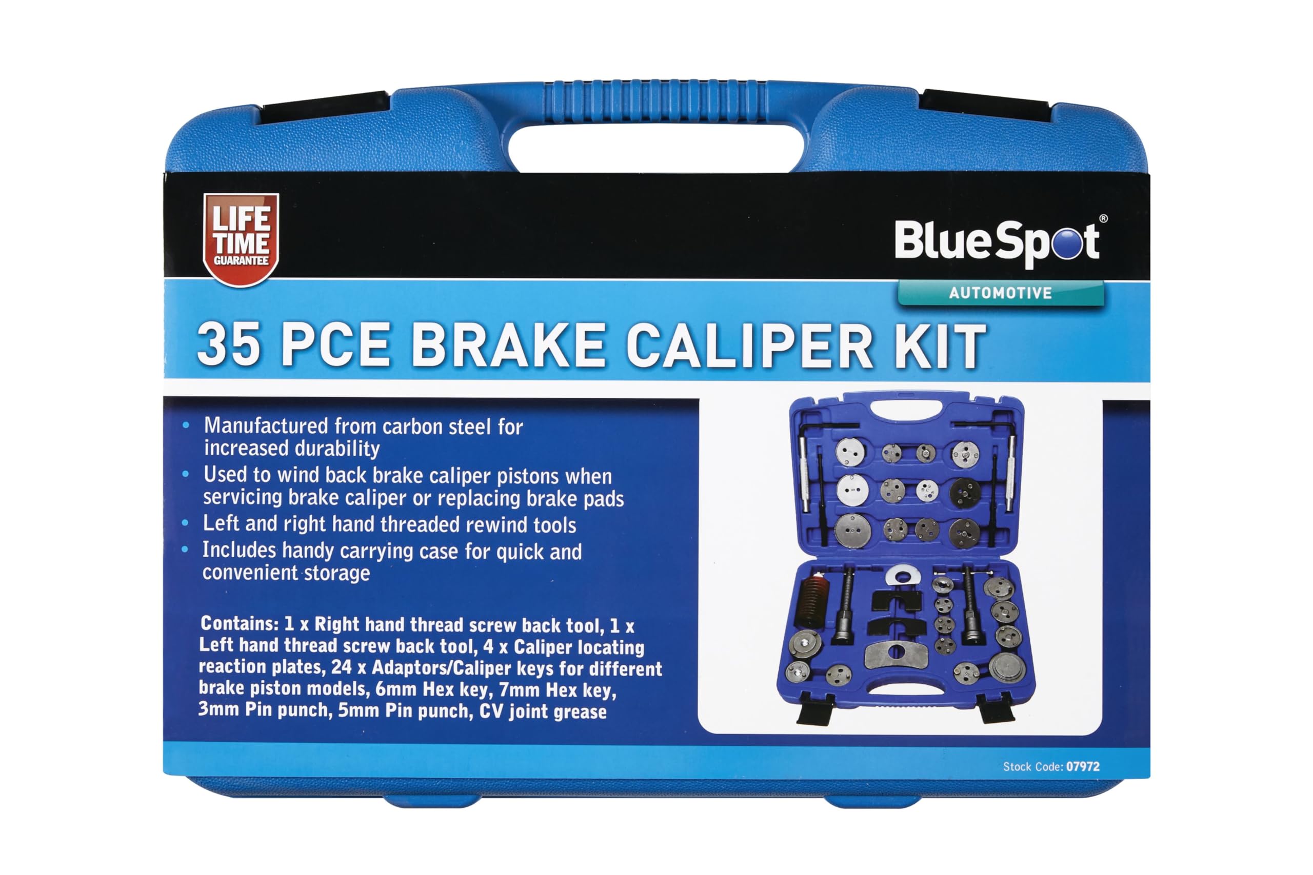 (07972) Brake Caliper Kit 35pc Piston Wind Back Tool Left Right Thread Service