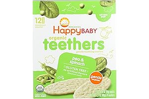 Happy Baby Teething Wafers, Pea & Spinach - 12 Count