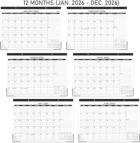 Miniatura 5 de Calendario de escritorio 2026 – julio 2025 – diciembre 2026, calendario de 18 meses 2026, 17 x 12 pulgadas, bloques de rayas grandes, calendario