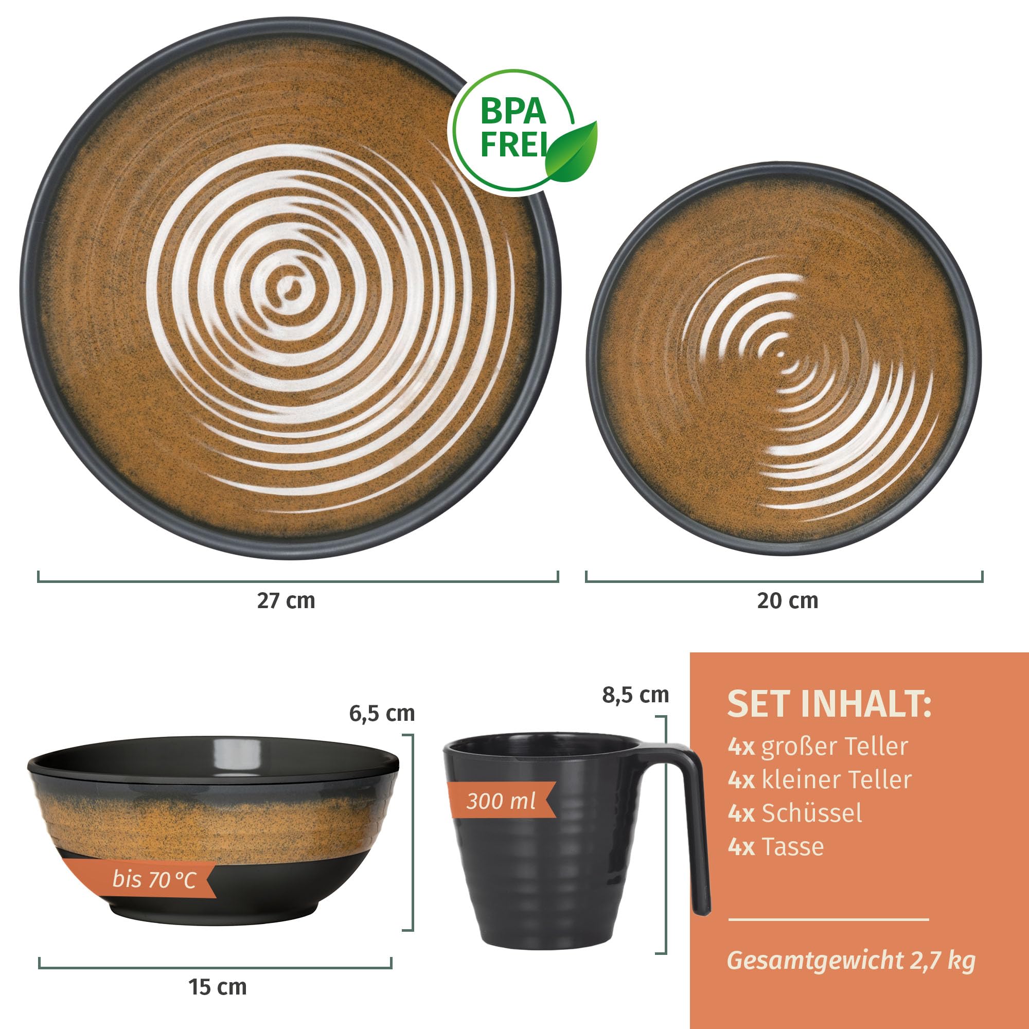 Juego de vajilla de melamina para camping, 4 personas, curry de piedra, 4 tazas de café de piedra, vajilla, pícnic, barbacoa