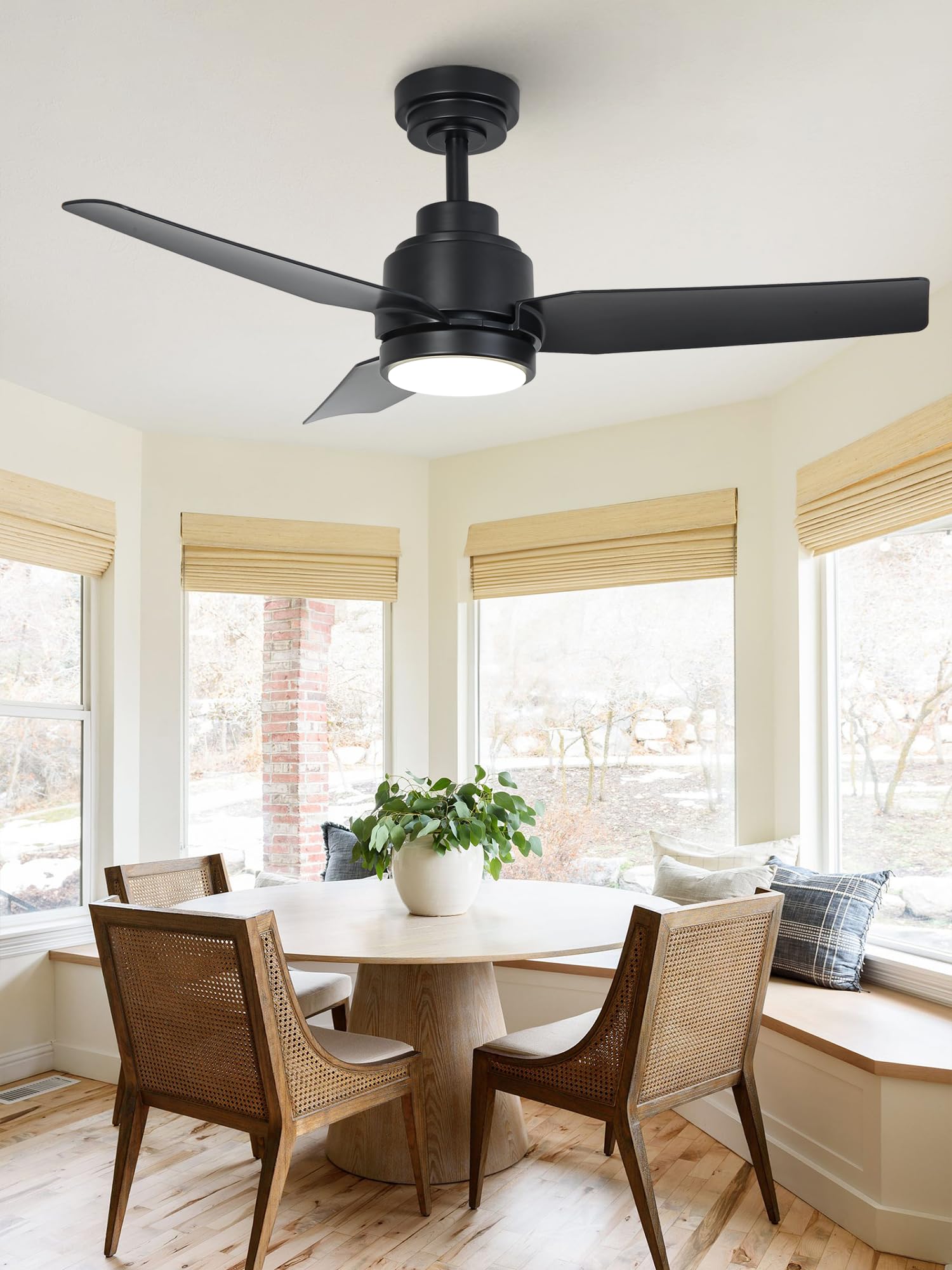 42 Inch Quiet Ceiling Fan with Light Low Noise 39dB DC Motor APP Remote Control 24W LED 3-Color