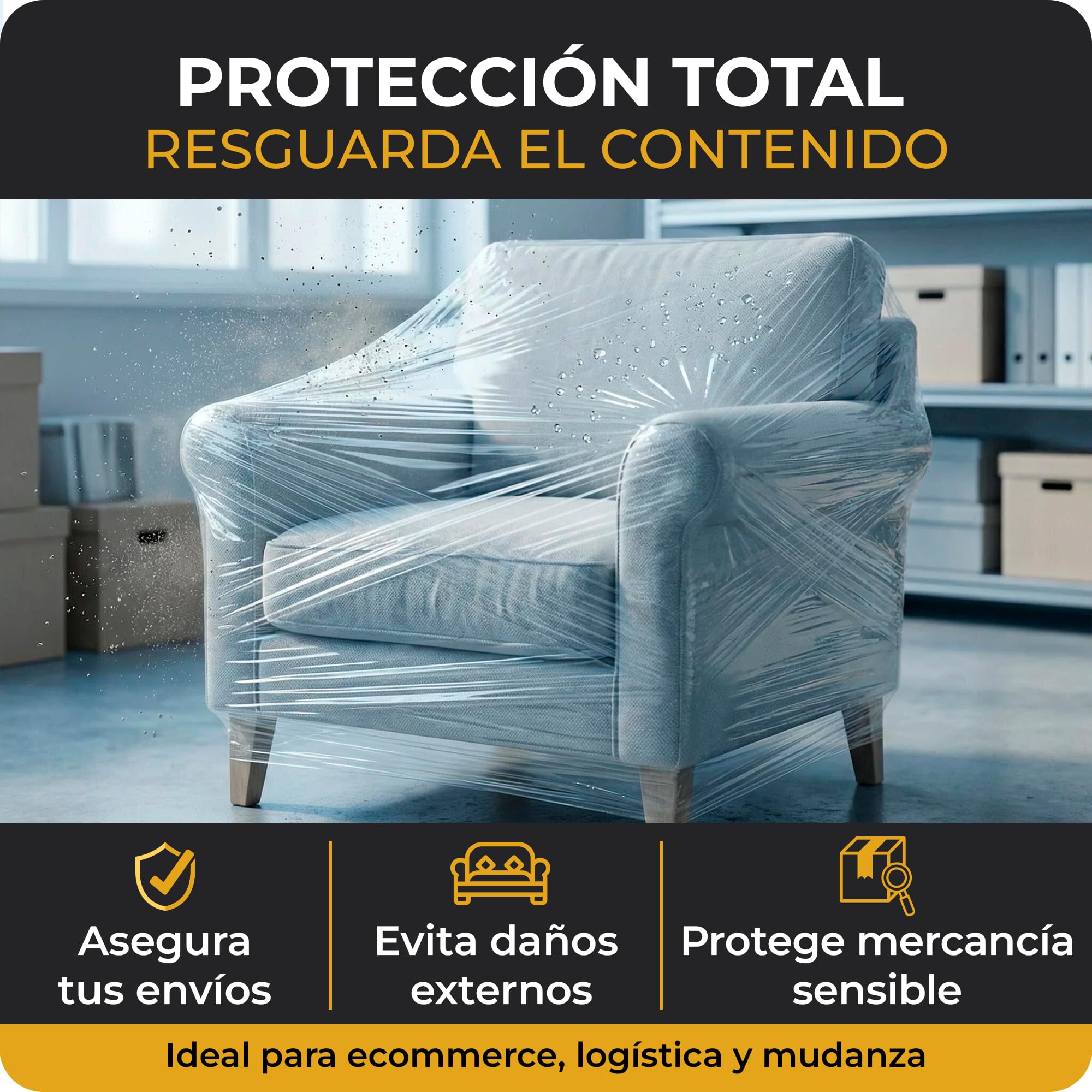 6 x Film Estirable Transparente 25 Micras 50 cm x 2 Kg | Coreless System con Hasta un 20% Más Film Útil | Film para Paletizar Palets, Profesional, Mudanzas, Almacén y Logística | Cia&Co (Pack de 6)