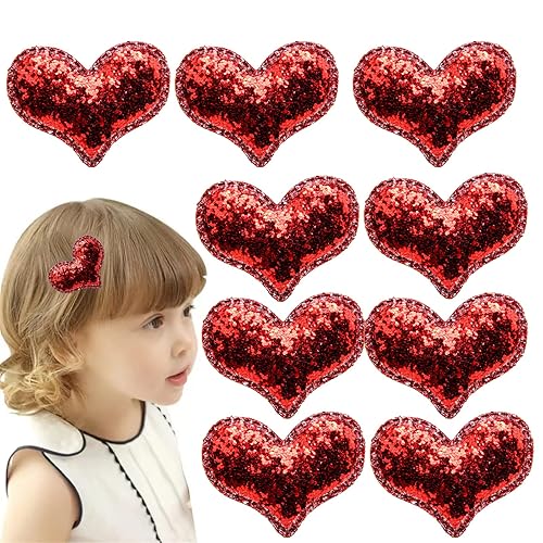 Pinzas para el cabello de corazón con purpurina para el día de San Valentín pasadores de pelo con lentejuelas para niñas para el día de San Valentín