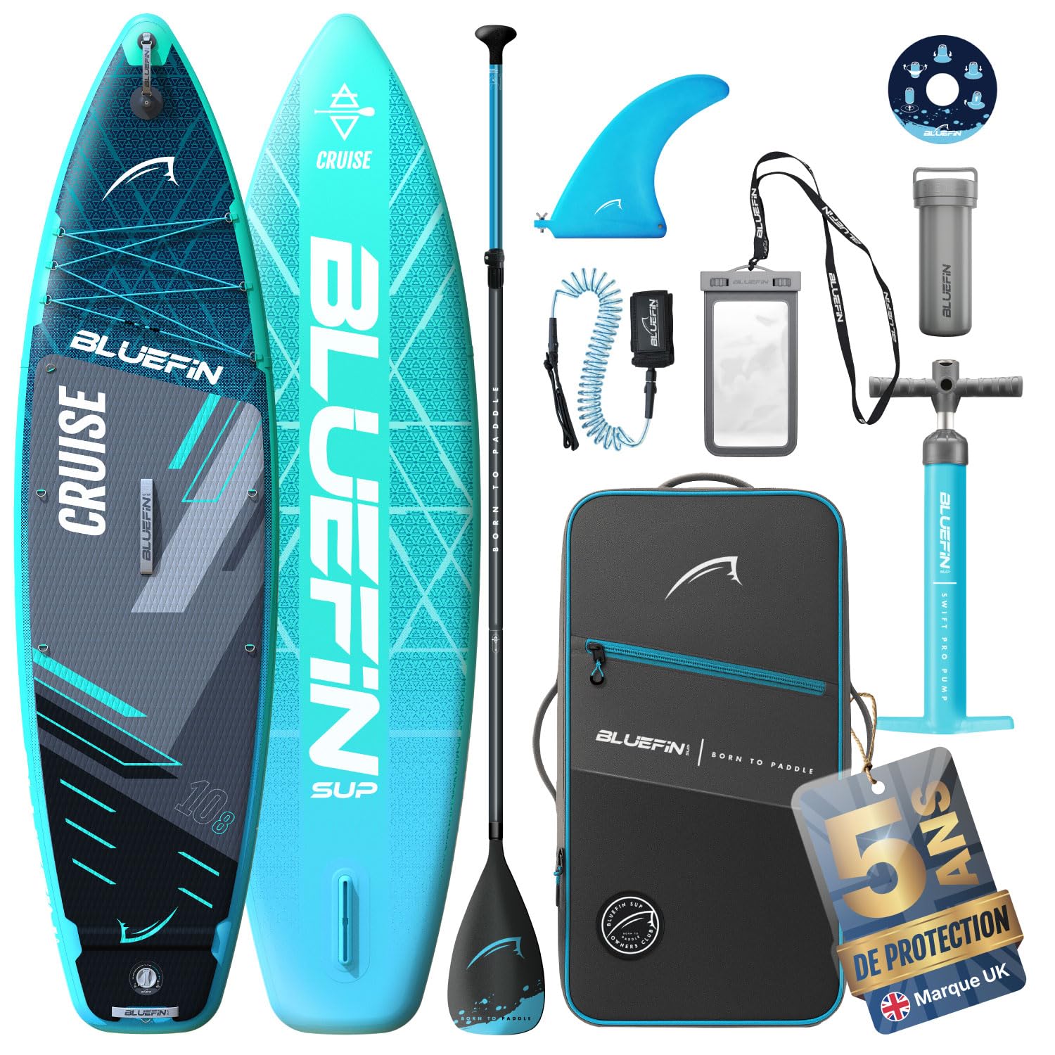 Bluefin Cruise - Planche de Paddle Gonflable 10'8 - Pack Sup de qualité supérieure et Accessoires - Planche de Paddle Sup antidérapante et légère - Planche de Paddle Sup Polyvalente de 15,2 cm
