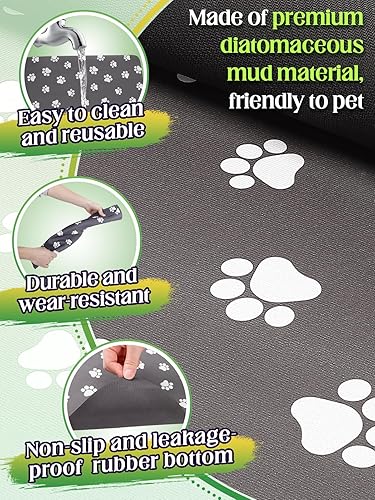 Miniatura 6 de Tapete absorbente y grueso de 24 x 16 pulgadas, de secado rápido, antideslizante, para alimentos y agua, dispensador de agua para perros, sin