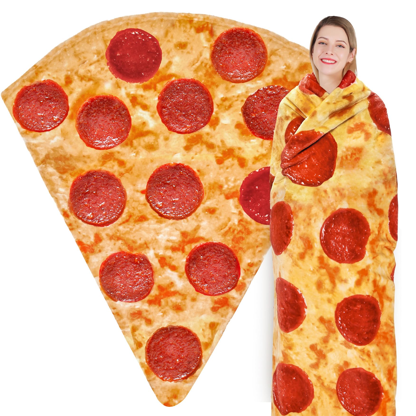 Jorbest Pizza Blanket Adult Size 90 Inches Birthday Gifts for Women Men Mom, Food Blanket Funny Gifts for Girlfriend Boyfriend, 285 GSM Soft Flannel Pizza Throw Blanket for Adult Kids (Red)