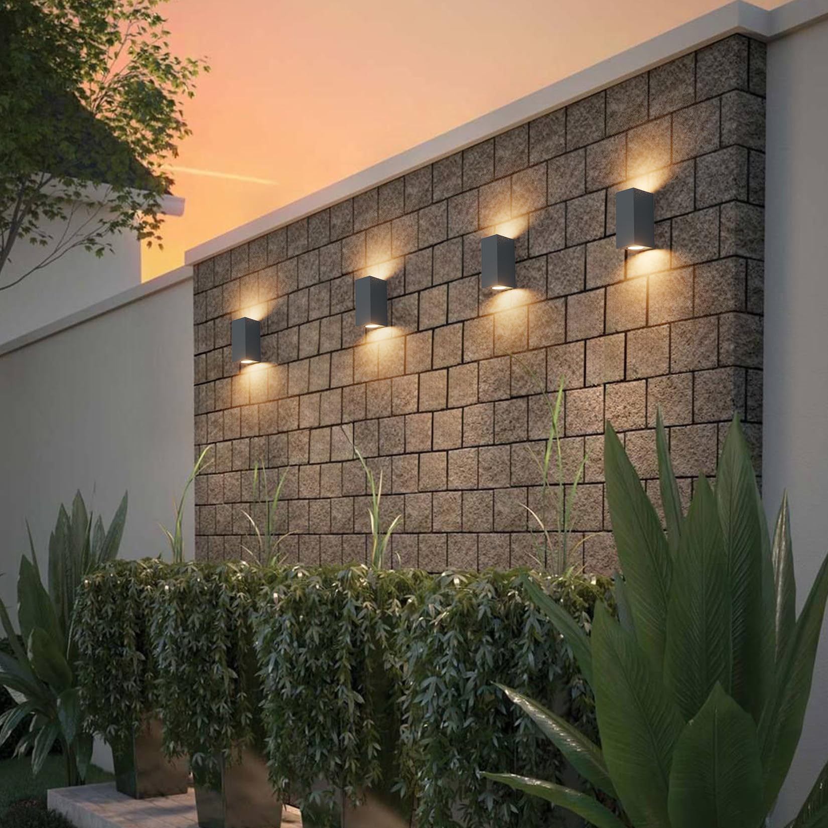 Aipsun 2 PCS Applique da Parete Esterno Interno Impermeabile IP65 Antracite | Attacco GU10 Lampade da Parete Moderno in Alluminio, Up&Down Lampada a Muro, Lampadina non Inclusa