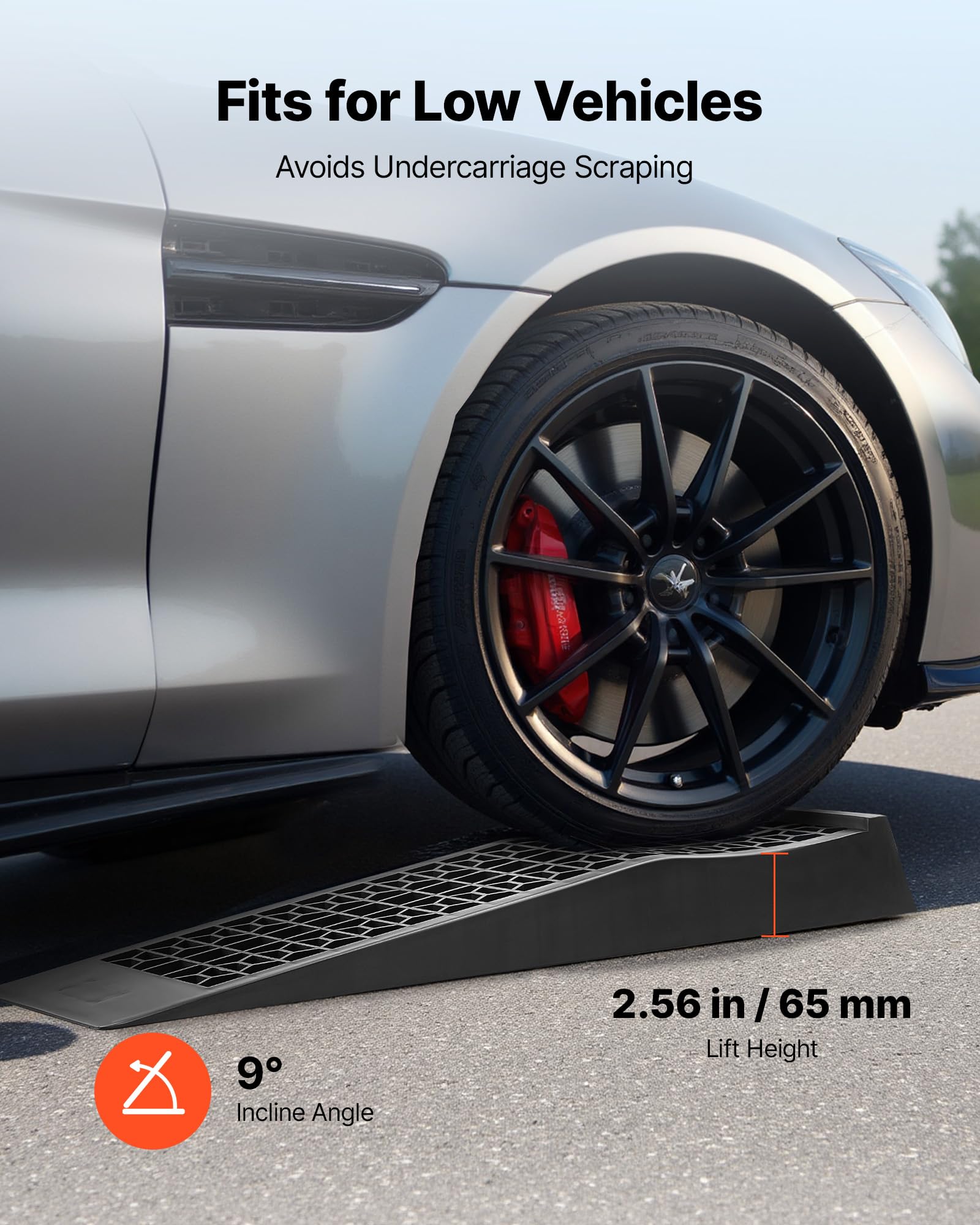 VEVOR Rampe de Voiture, 2 PCs, Rampe d'accès Portable à Profil Bas pour Voiture, capacité de 9072 kg, Hauteur de Levage de 65 mm, pour vidange, Inspection et réparation de véhicule à châssis Bas
