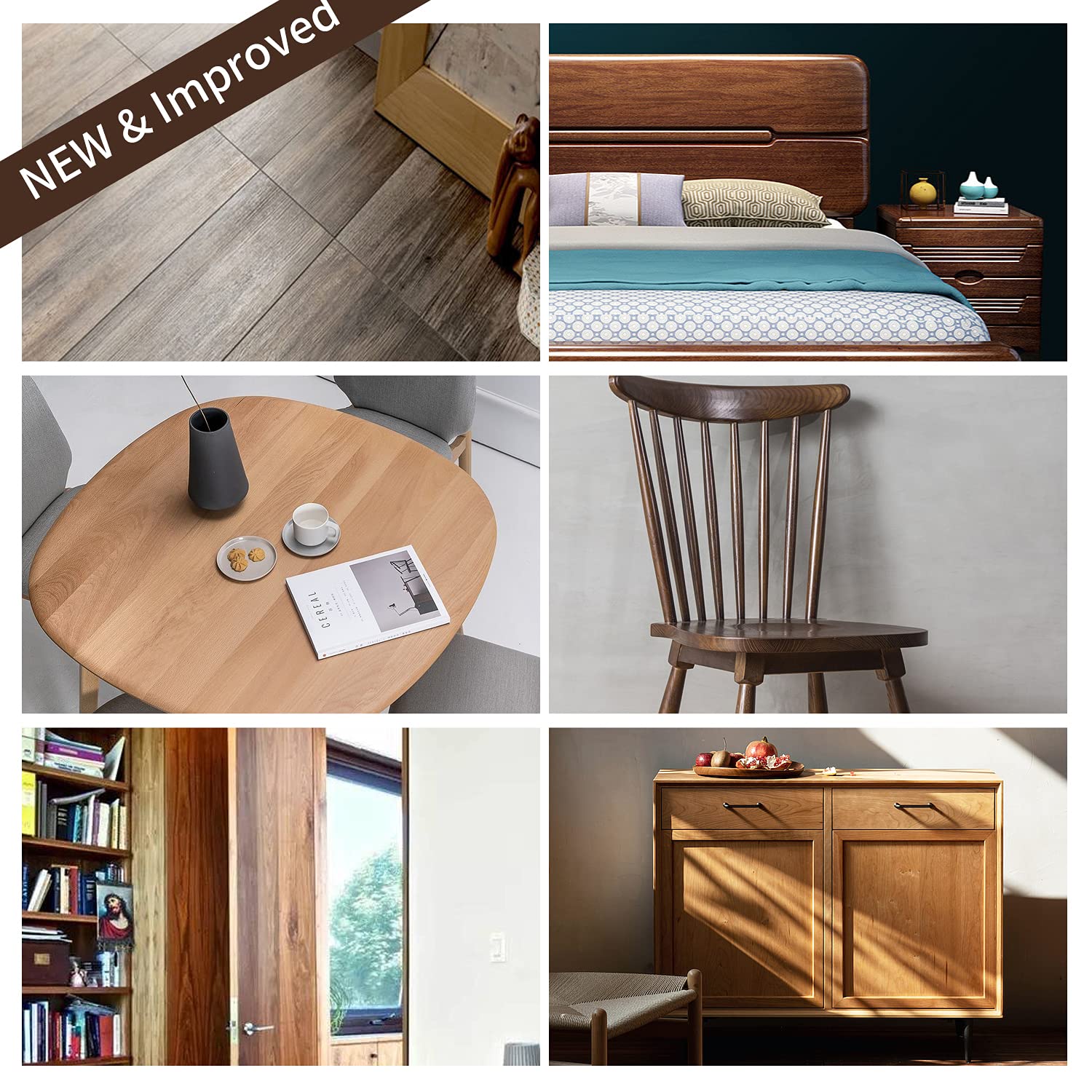 BONCART Kit de reparación de suelos de madera, restaurador de tu mesa de madera, armario, chapa, puerta y mesita de noche, instrucciones súper fáciles que combinan con cualquier color, restaura