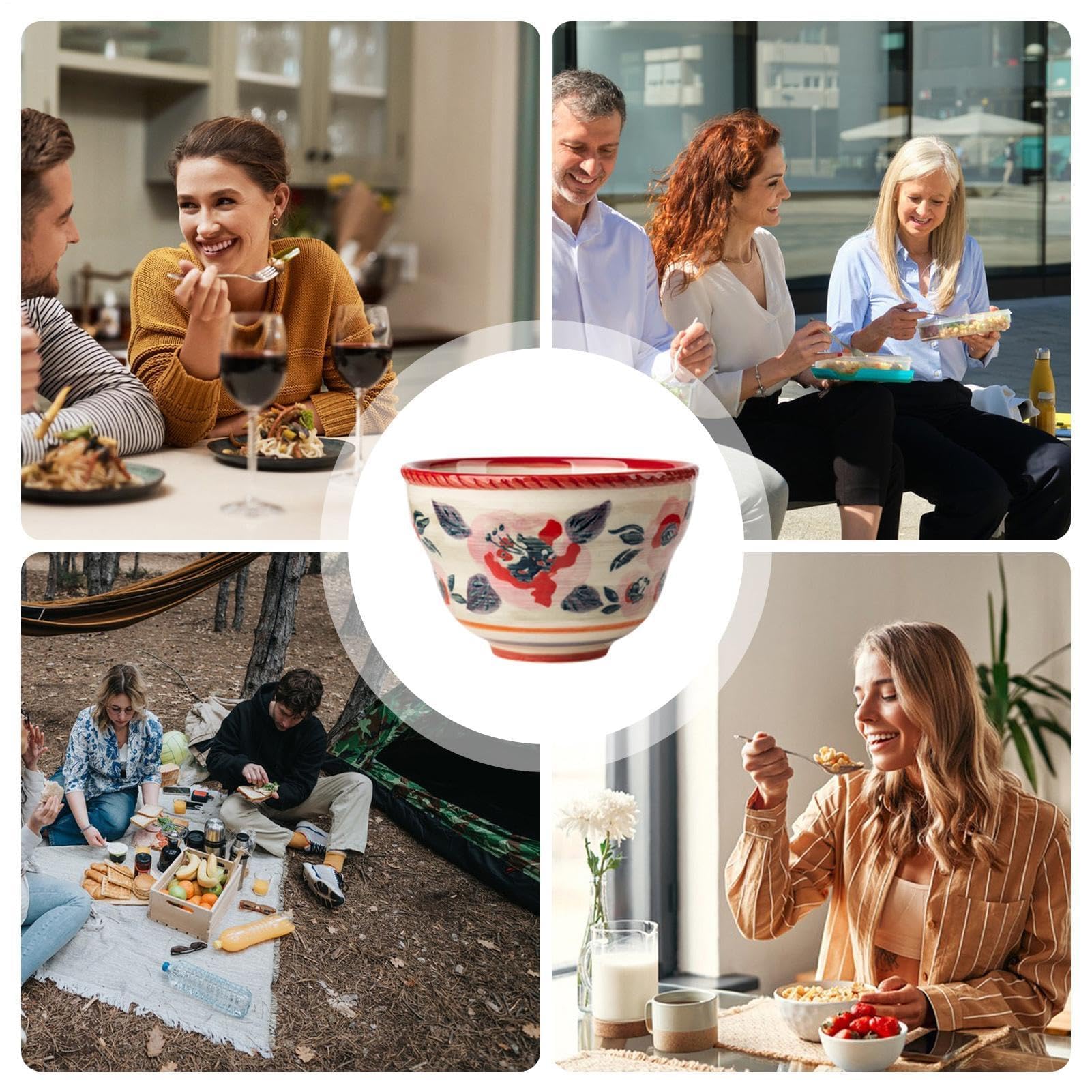 Miska na ryż – 15 cm, ceramiczny pojemnik 520 ml na posiłki, zastawa stołowa wielokrotnego użytku, idealna do zupy, płatków śniadaniowych, makaronu, lunchu lub kolacji w domu, restauracji lub kuchni