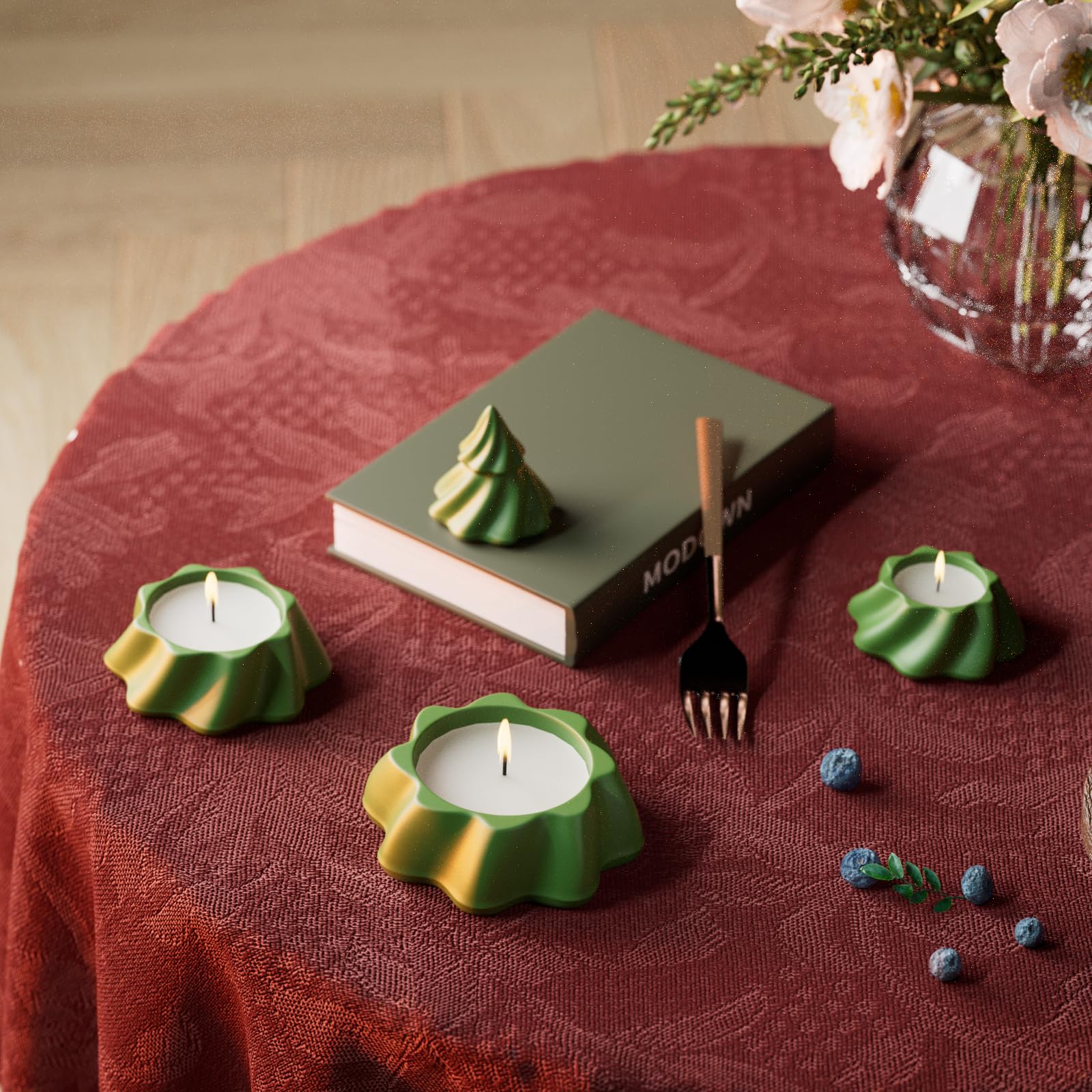 BOOWAN NICOLE Stack Christmas Tree Jesmonite - Stampo in silicone per albero di Natale, per decorazioni natalizie (SH1107)