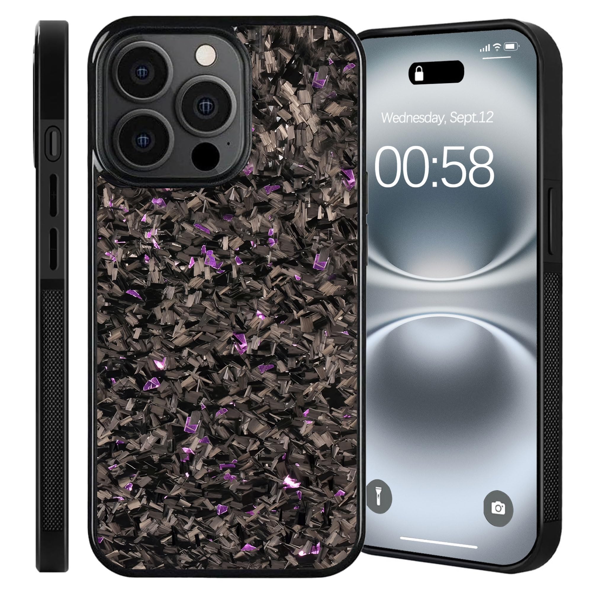 Forged Carbon Fiber Phone Case, 2025 New Carbon Fiber Phone Case for iPhone x xs xsmax 11 12 13 14 15 16 17 16e air pro mini Plus promax - (Purple,