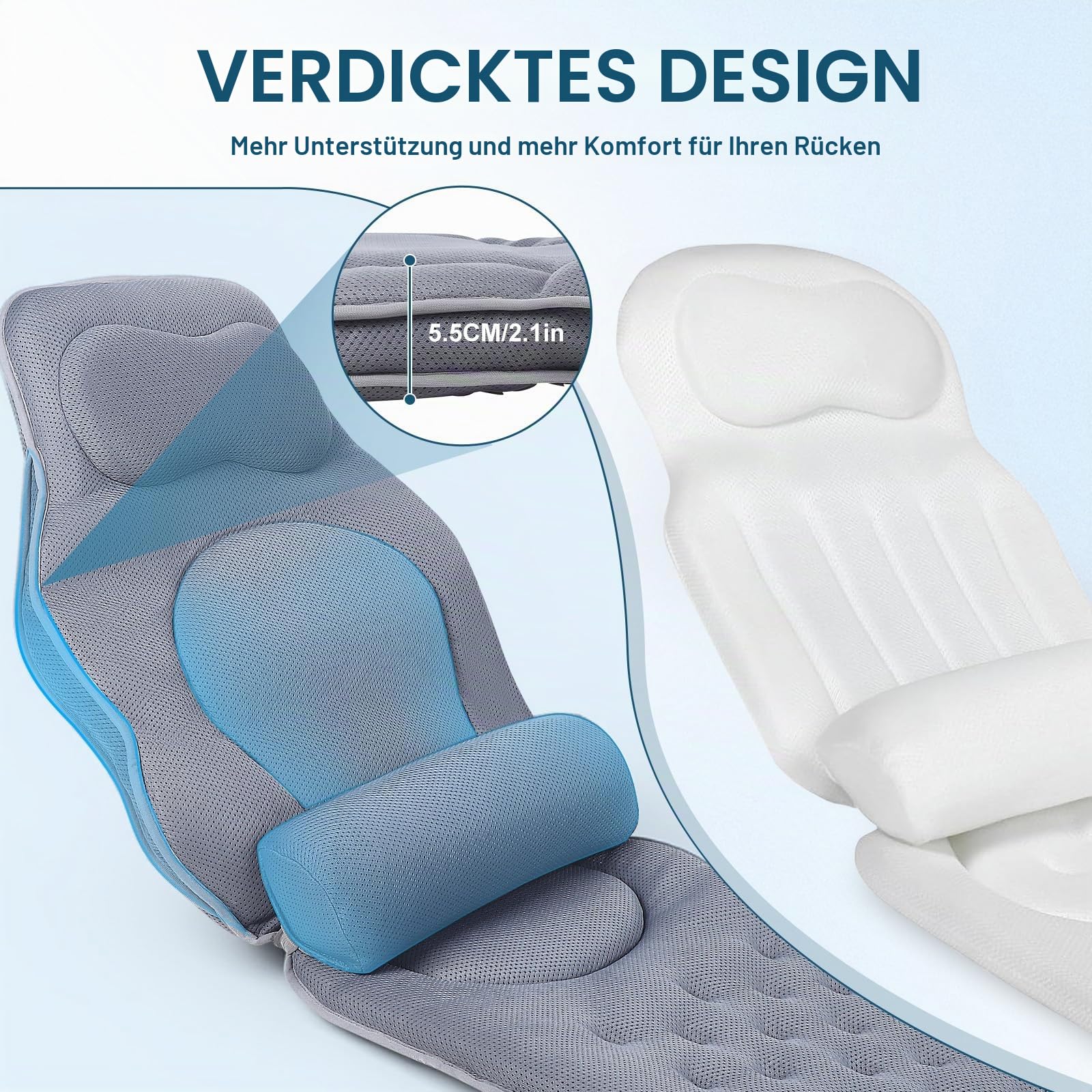 Badewannenkissen Ganzkörper Badekissen-Bequemes, stromlinienförmiges Design –extra Dicke – Stützt Kopf, Nacken, Schultern und Rücken-für Entspannung Home Spa-schnelltrocknend & hautfreundlich