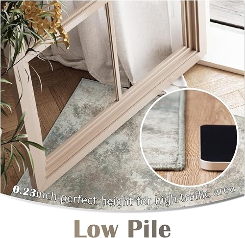 Vista 88 de jinchan Alfombra moderna lavable de 2 x 6 pulgadas, alfombra abstracta para pasillo, color gris pardo, alfombra de interior sobreteñida