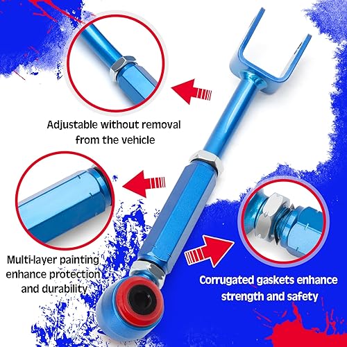 Miniatura 11 de KSP Brazo de inclinación trasero para 370Z G35 G37 Q40, puntera ajustable -2.00° a +2.00° Camber -3.00° a +3.00° Brazo de suspensión inferior, brazo