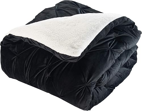 Miniatura 3 de Elegant Comfort Softest - Juego de edredón reversible de 3 piezas de microvisón de microvisón plisado y pellizco, tamaño KingCal King, color negro