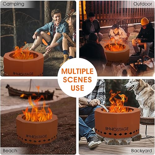 Miniatura 6 de Fogata sin humo de 24 pulgadas para uso al aire libre, hoguera grande de pellets de madera para 4-6 personas