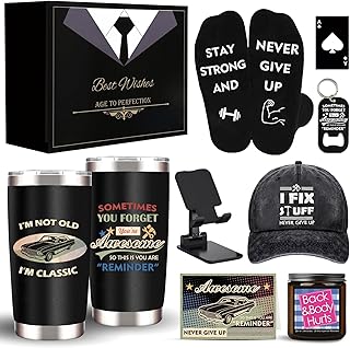 Birthday Gifts for Men Dad Husband, Unique Mens Gift Baskets for Boyfriend Brother Him Who Have Everything, Funny Father Grandpa Uncle Teacher Man Black Christmas Anniversary Thank You Presents Ideas