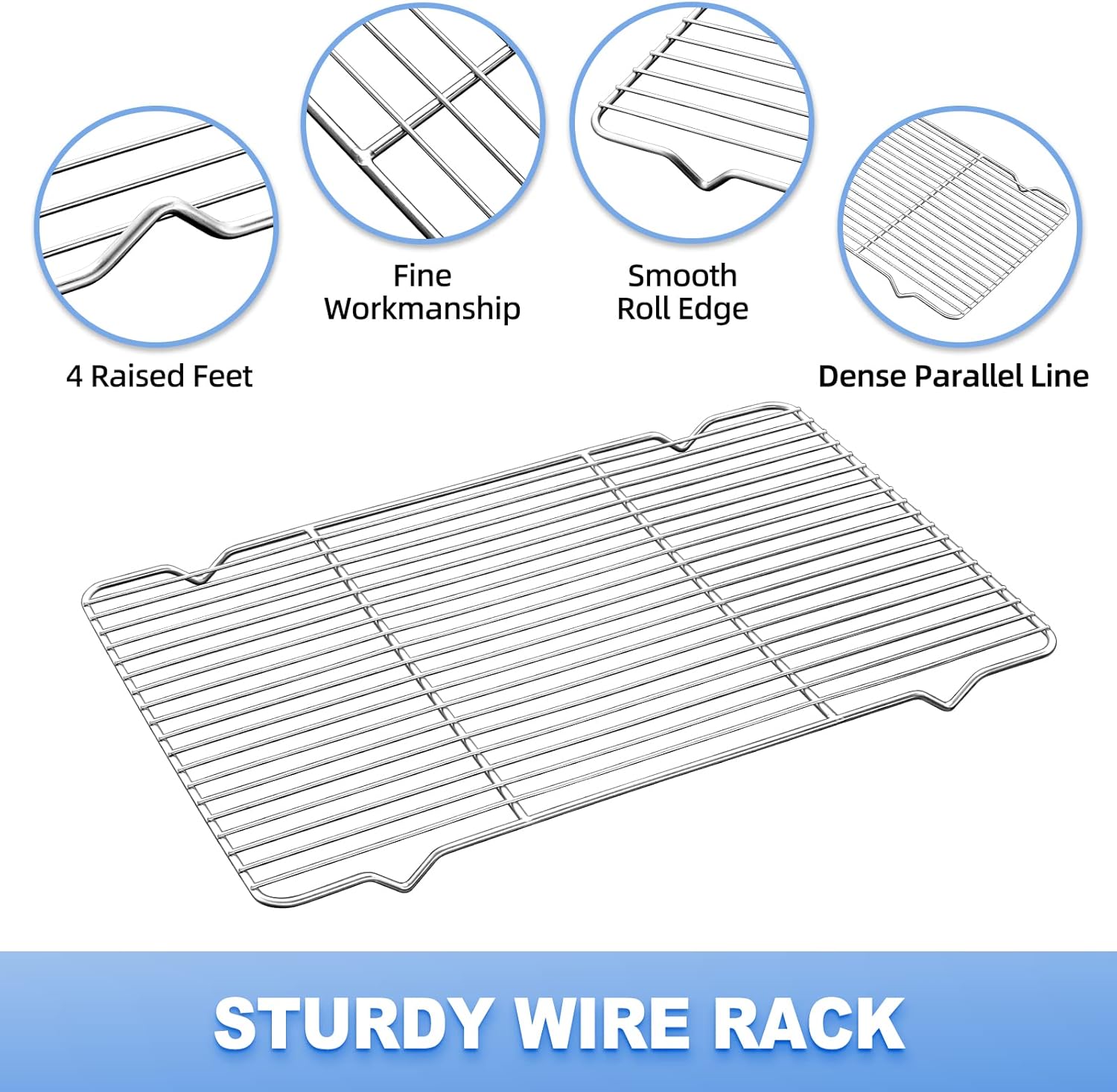 Baking Sheet with Wire Rack Set (1 Baking Pan + 1 Cooling Rack), 16 x 12 x 1 Inch Stainless Steel Cookie Sheet Pan Toaster Oven Tray with Rack, Non-stick & Dishwasher Safe - Image 4