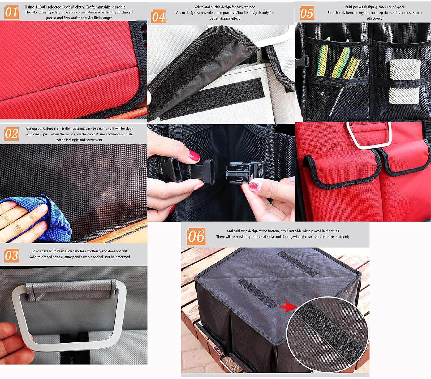 Two Pieces Car Trunk Organizer 1680D Oxford Cloth Premium Collapsible/Foldable Cargo Trunk Storage Organizer with Compartments Large Capacity for Car SUV Truck(Color:Camouflage) image 5