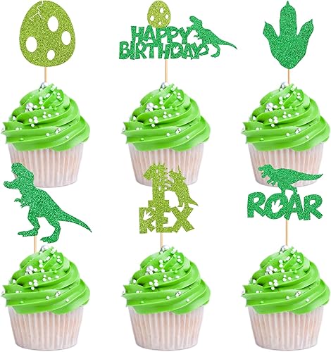 36 piezas de decoración de dinosaurios para cupcakes de bebé dinosaurio para fiestas de cumpleaños infantiles, suministros decorativos perfectos