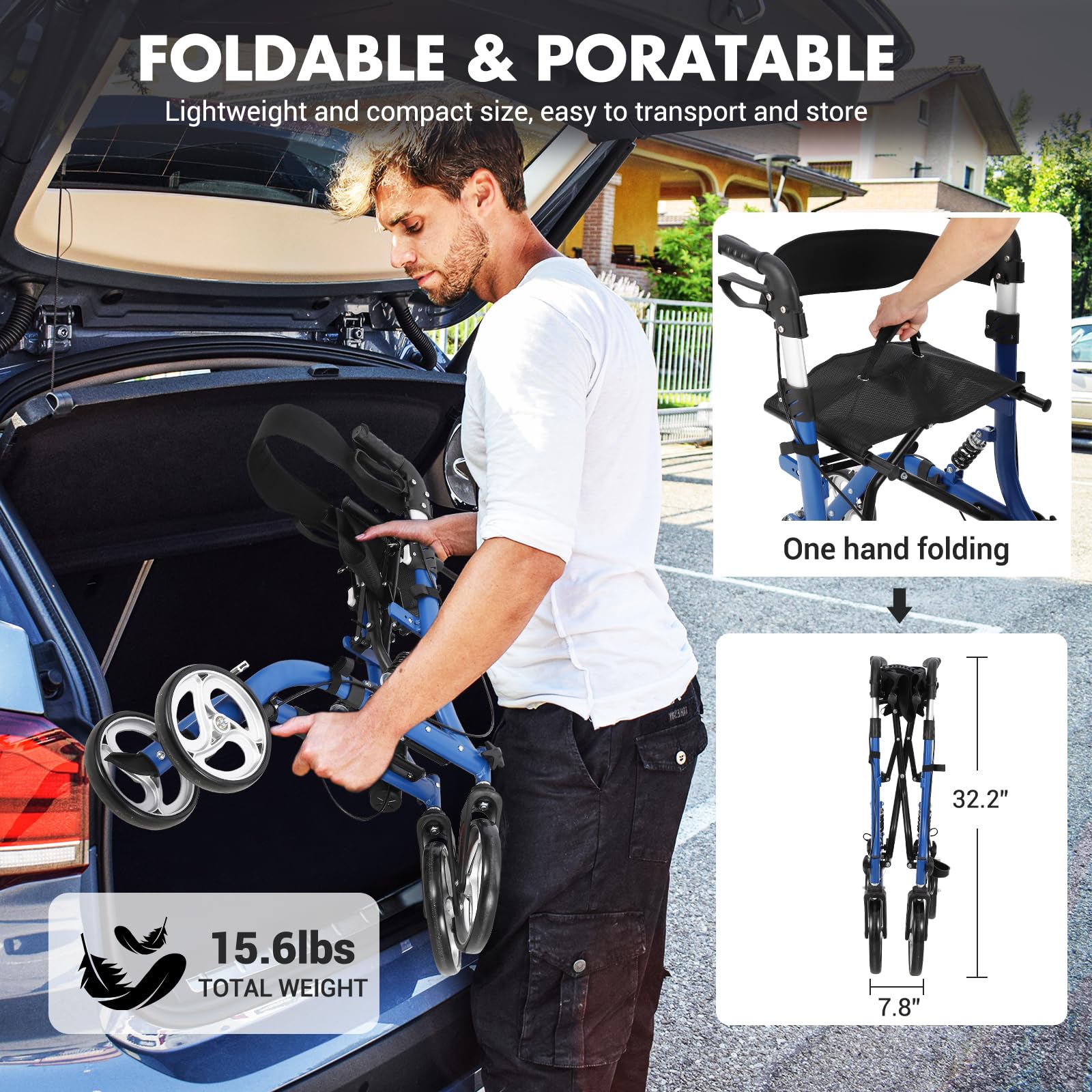 Andador infantil 2 en 1 - Bicicleta para niños ligera y plegable - Asiento cómodo, respaldo, altura ajustable - Ruedas de goma 12", freno de seguridad, absorción de impactos, capacidad