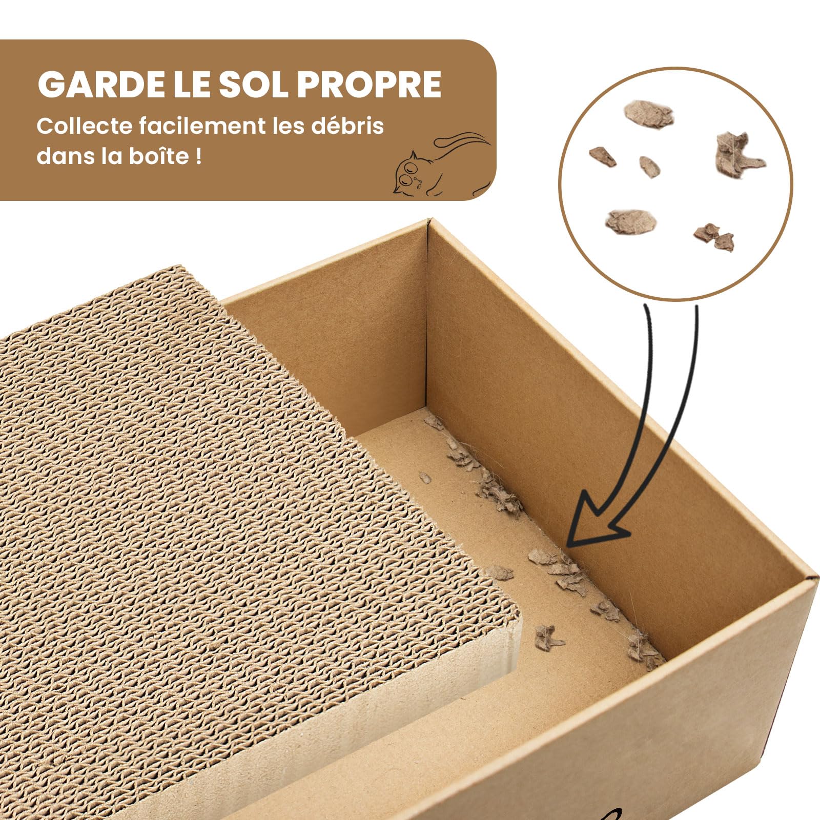 Ycozy Griffoir pour Chat 5 in 1 Réversible Grattoir Chats Carton Ondulé 5 PCS Carton pour Chat Interieur Planche à Gratter
