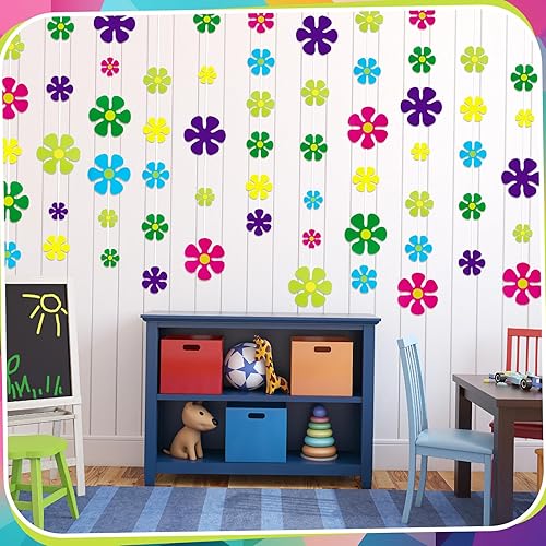 Miniatura 5 de 60 piezas de recortes en forma de flor hippie Groovy Mini 60s, 70s 80s Kit de recortes de flores retro paz y amor para baby shower, fiesta de