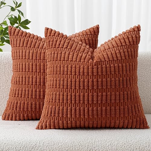MIULEE Pack of 2 Corduroy Decorative Throw Pillow Covers 18x18