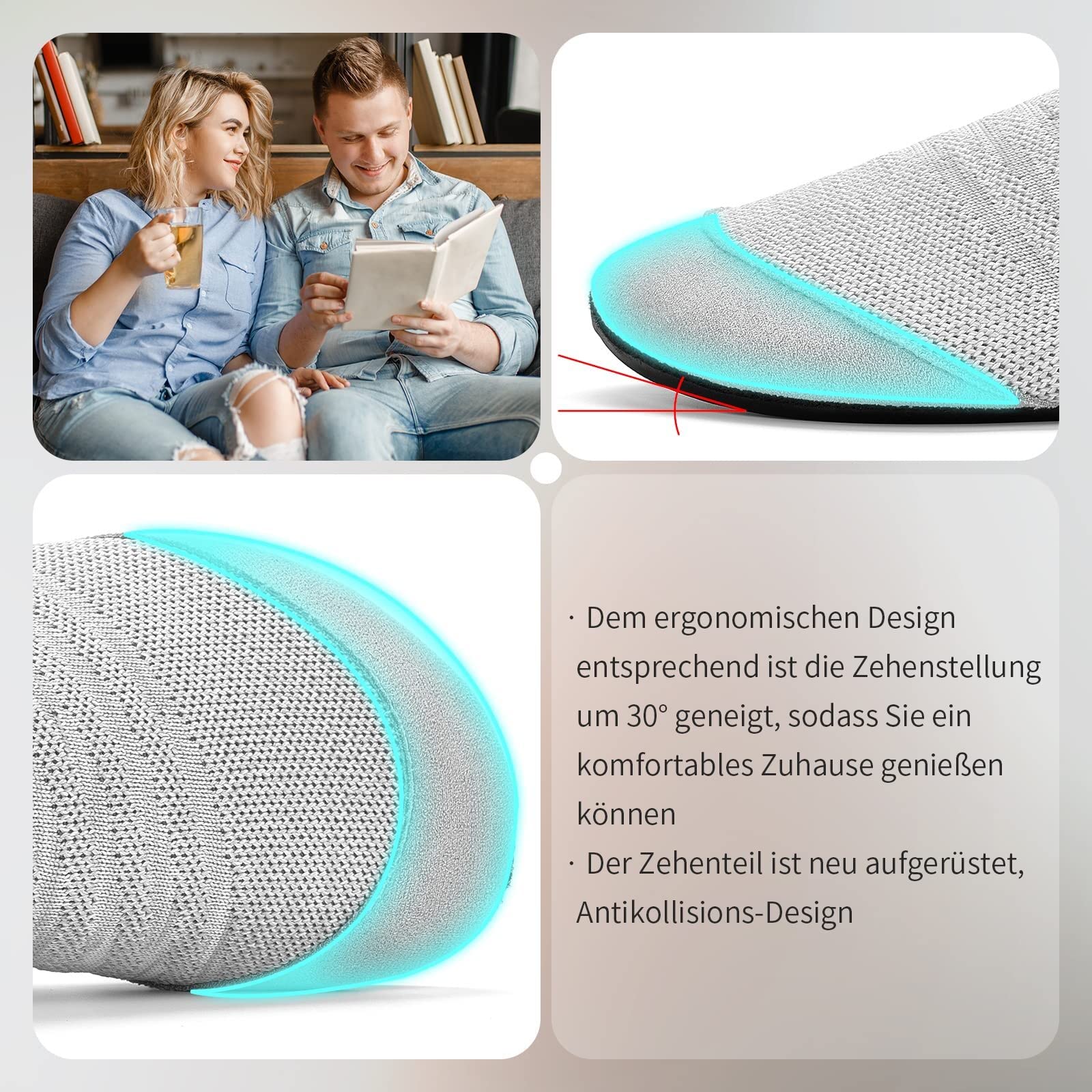 KOWAYI Unisex Zapatillas de Estar por casa Comodidad Interior Pantuflas Hombre Mujer Suave Antideslizante Slipper