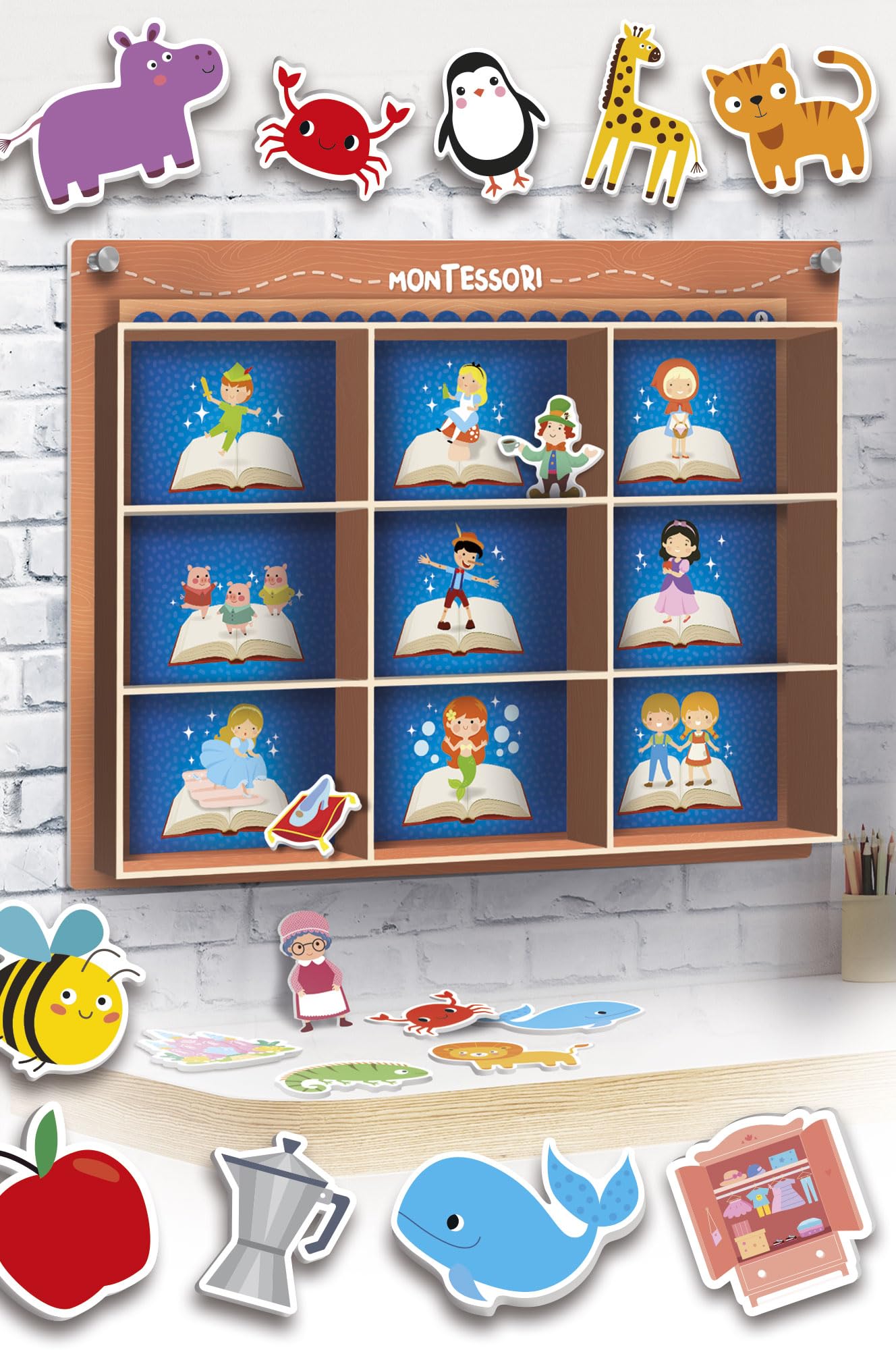 Lisciani - MONTESSORI - Caja Gigante - Juego Educativo - Fondo Intercambiable - Muchas Actividades - Clasificación de Objetos - Para Niños a partir de 2 años