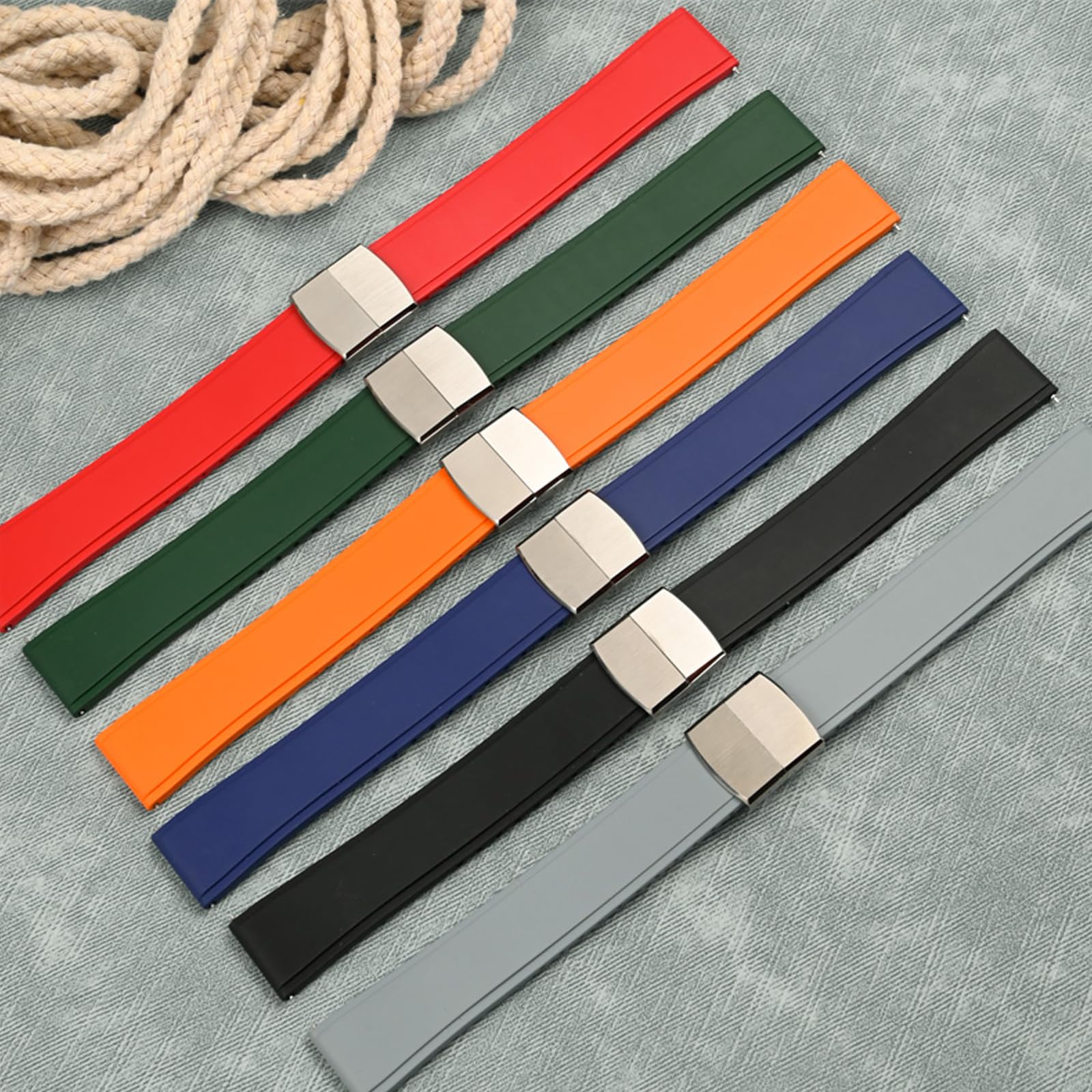 FKM Gumowe paski do zegarków, zapięcie, regulowane CTS Fluorubber 19 mm, 20 mm, 21 mm, 22 mm, szybkie odpinanie, miękki, trwały, gumowy pasek do zegarka, uniwersalny pasek zastępczy dla