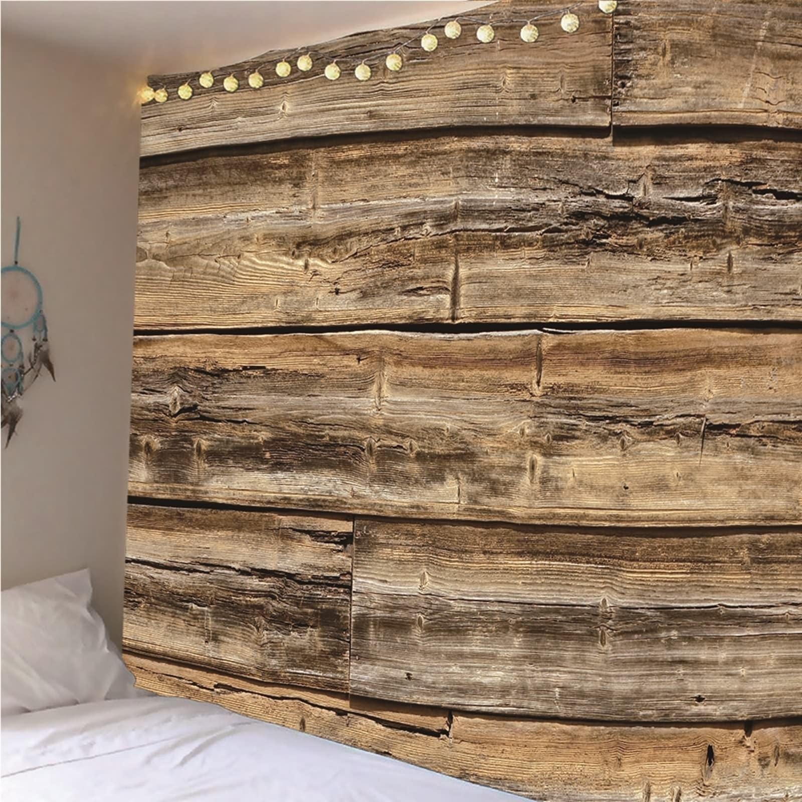 Tapiz grande de gran tamaño de madera, color marrón, estilo desgastado, de microfibra, 300 x 260 cm (ancho x alto)