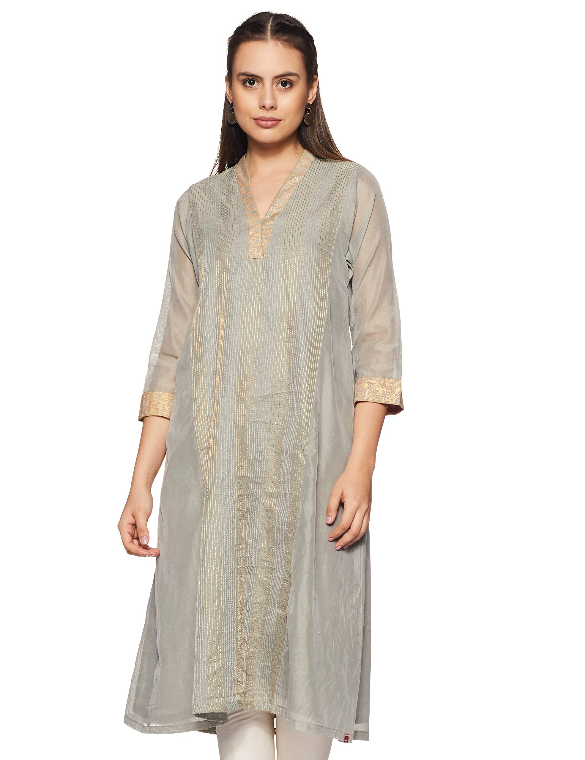 BIBA Women Poly Cotton Regular Fit Light Flared Yarndyed Kurta