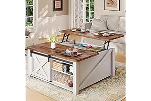 SEDETA White Farmhouse 31.5" Square Coffee Table with Lift Top and Hidden Storage