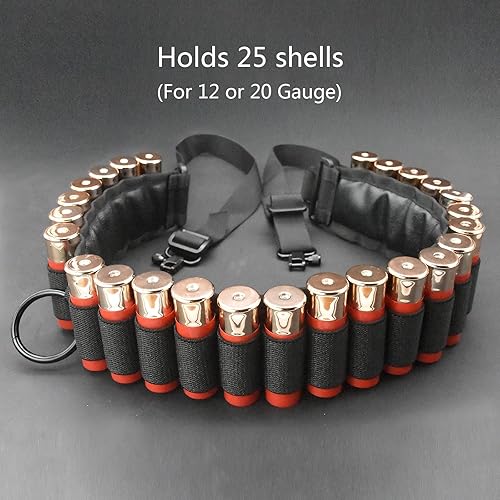 Miniatura 2 de Viriber Correas tácticas resistentes para escopeta 1525 municiones redondas Bandolier Belt 20GA y 12 GA Nylon