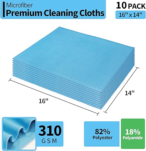 Miniatura 7 de HOMERHYME Paño de limpieza de microfibra de vidrio paquete de 10 paños de pulido, toalla de limpieza de ventanas de 16 x 14 pulgadas, sin rayas, sin