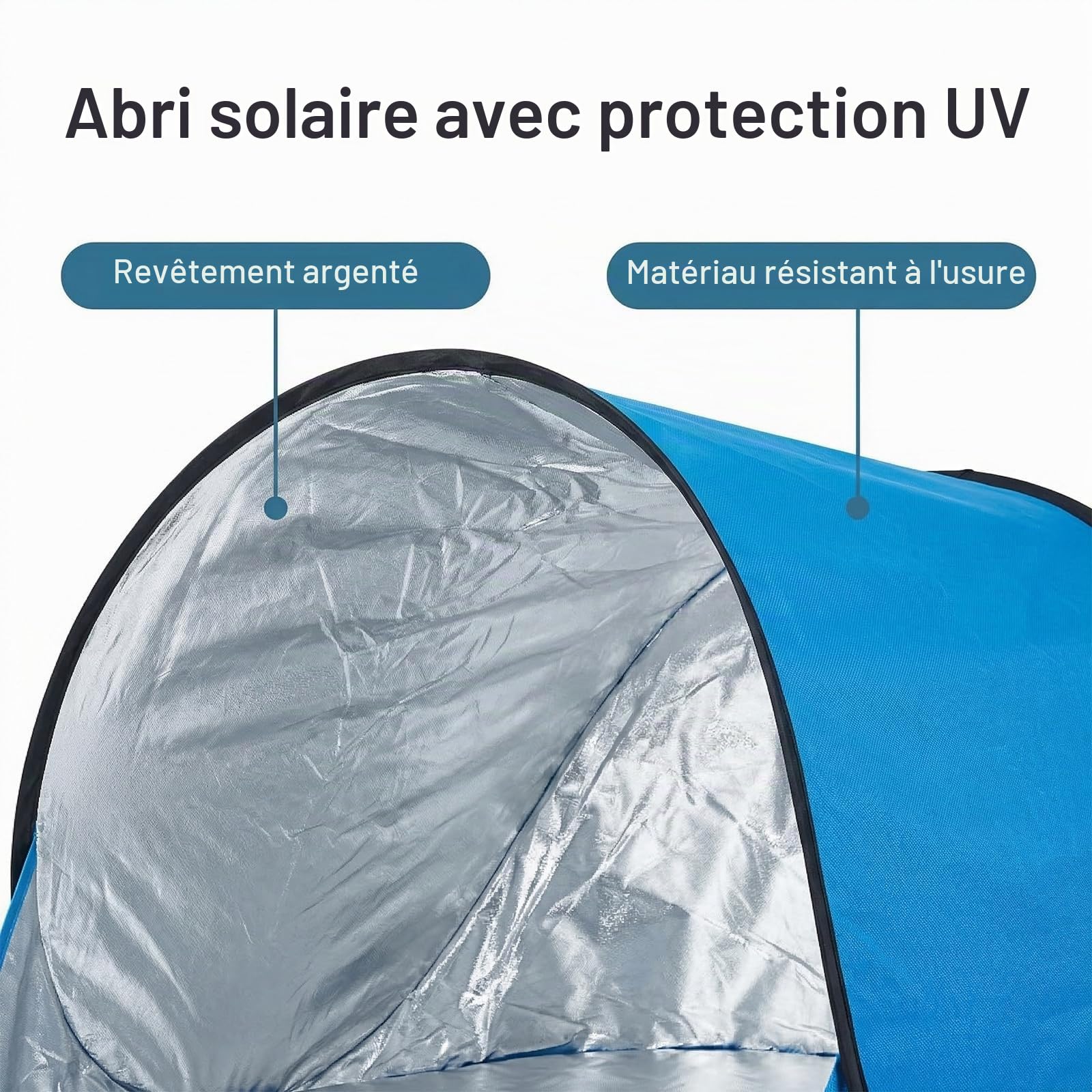 Tente de Plage, Abris de Plage, Pop Up Protection Solaire, Tente Automatique, Abris Instantanée pour Le Camping en Famille, Les Moments de Détente dans Le Jardin et La Pêche