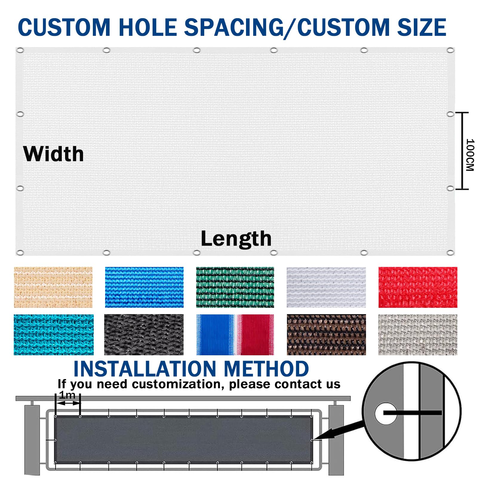 Recu ex - Toldo transpirable con ojales para balcón y exteriores (15 m, 95 % protección UV, 180 g/m²)