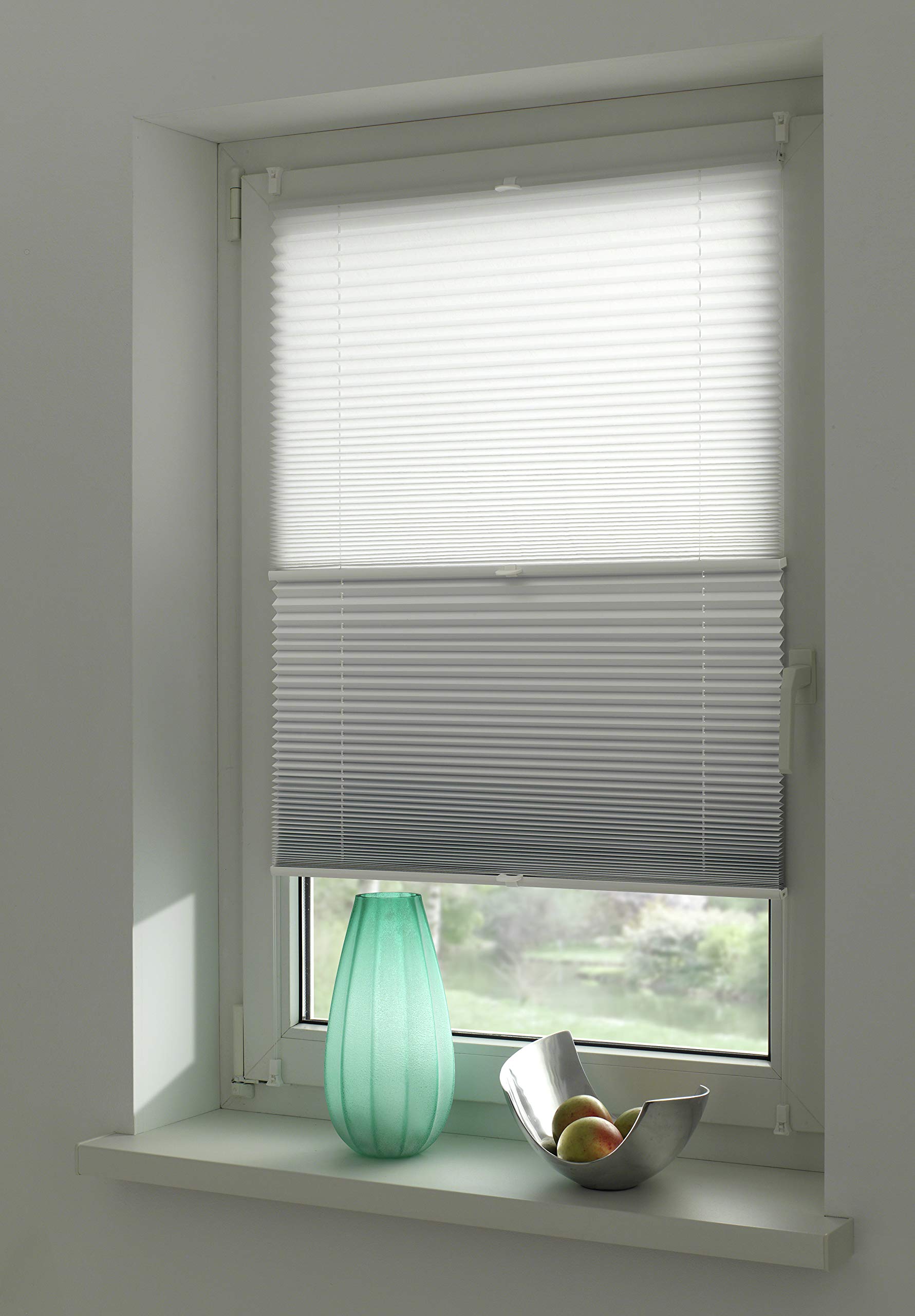 Gardinia Store plissé à Clipser, Idéal pour Le Jour et la Nuit, Kit de Montage Inclus, EASYFIX Store Plissé Nuit + Jour, Blanc, 50 x 130 cm (LxH)