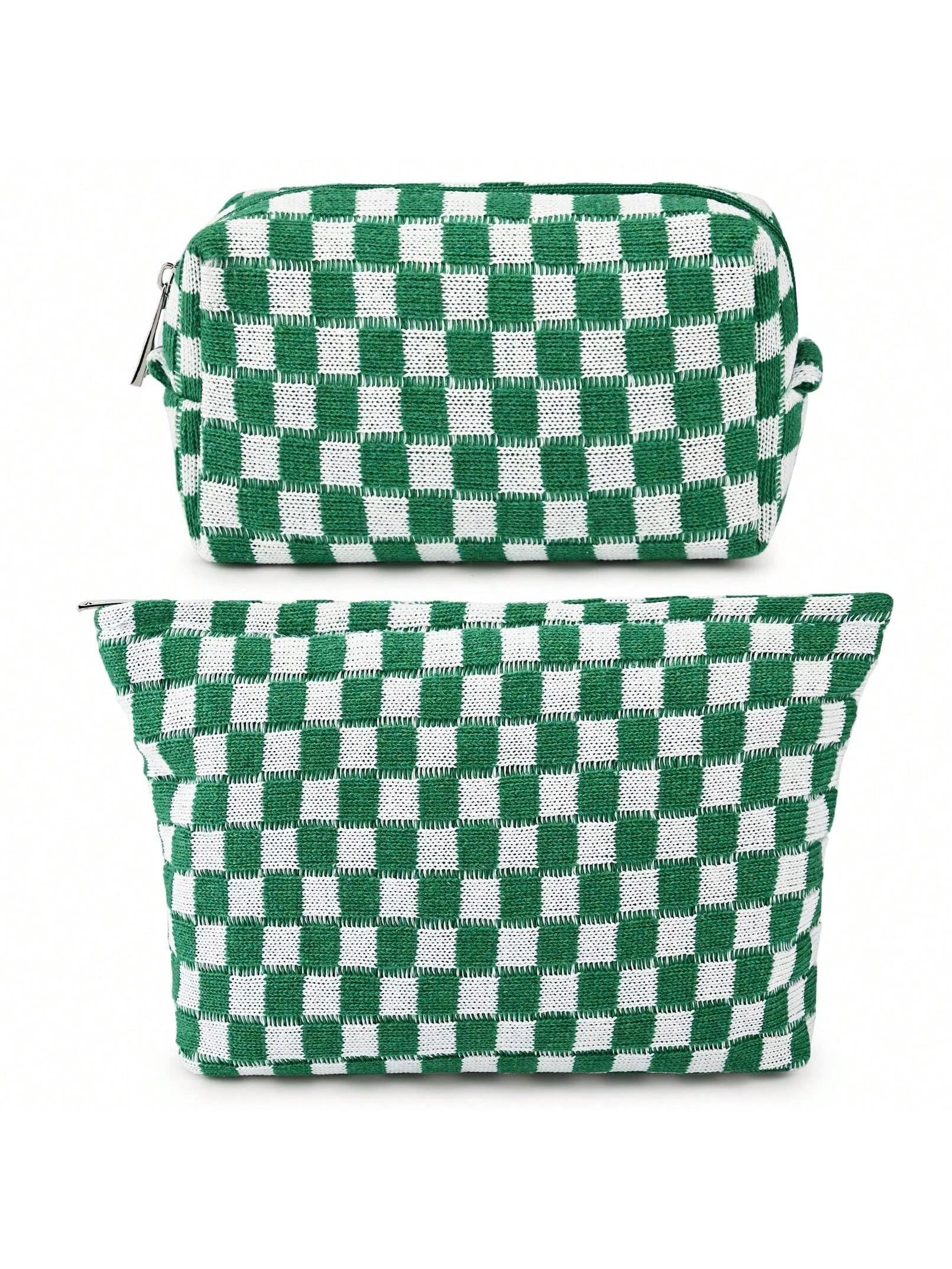 Schminktasche, Geburtstagsgeschenke für Frauen, große, karierte Reise-Schminktasche mit kleinem Fassungsvermögen, 2er-Pack Kosmetiktaschen, tragbare Kulturtasche für Mutter, Schwester, Freunde Mädchen