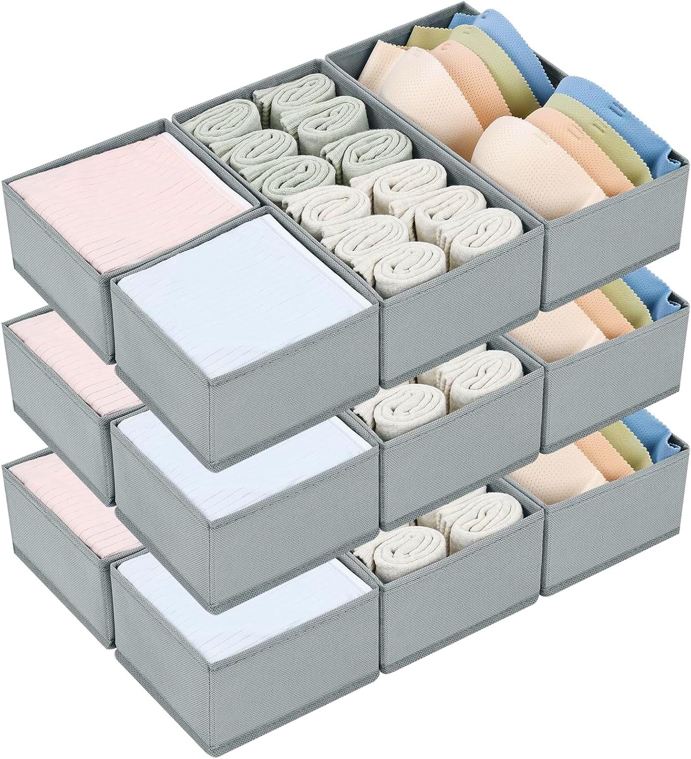 Homsorout Schubladen Organizer Kleiderschrank Organizer - Faltbare Unterwäsche Organizer 15er Set Aufbewahrungsbox Stoff Schubladen Ordnungssystem für Hosen