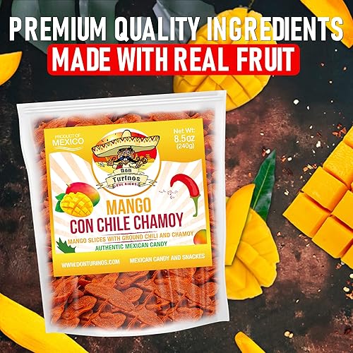 Miniatura 4 de Chili Chamoy Mango Slices, 8.5 oz. Bag of Authentic Mexican Dry Fruit Candy, Sweet and Spicy Flavor, Fresh and Natural Dulce Mexicano, by Don Turinos