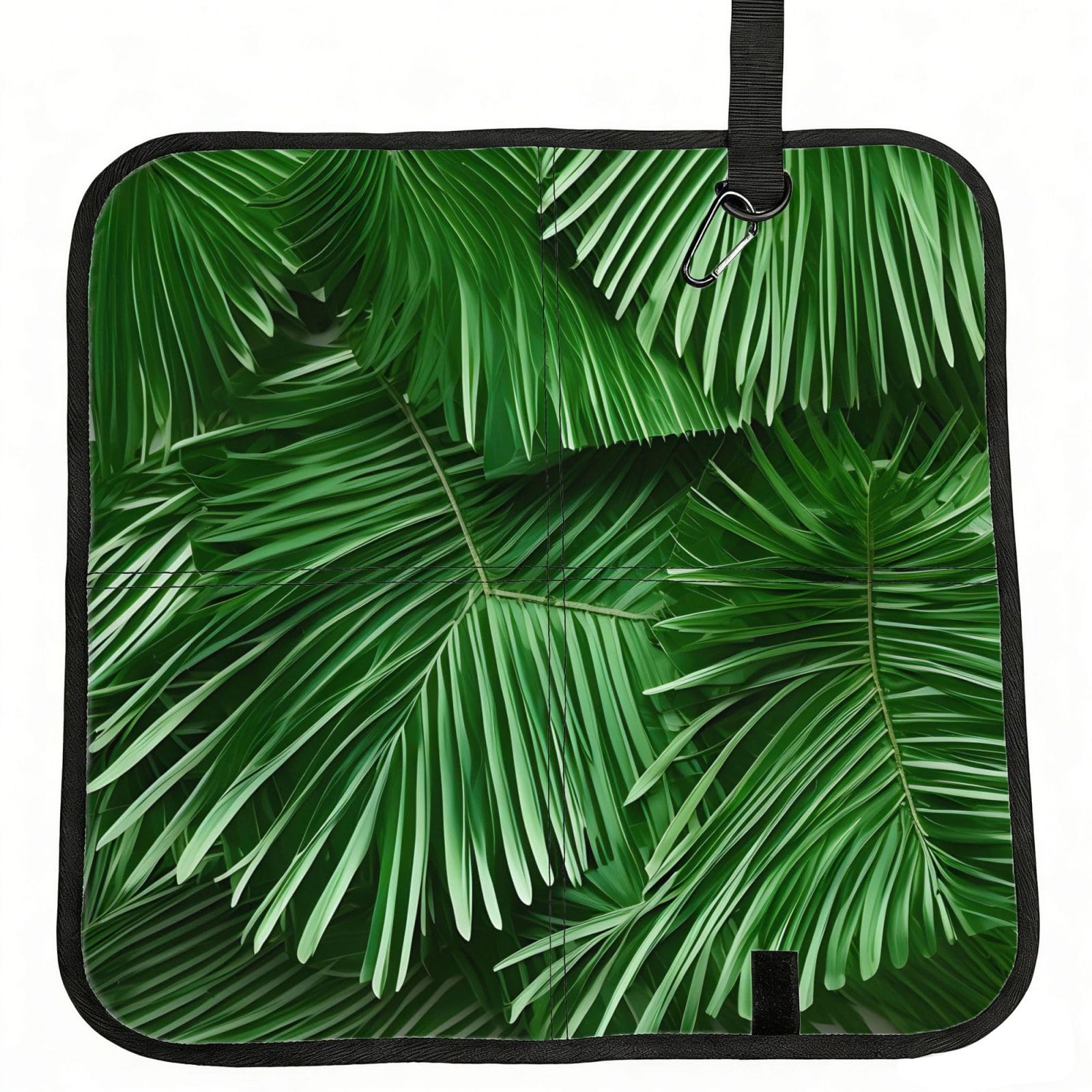 AYYQWE Cute Green Palm Leaves Print Foldable Seat Cushion Portable Chair Pad Office Commuting Picnic Camping Outdoor