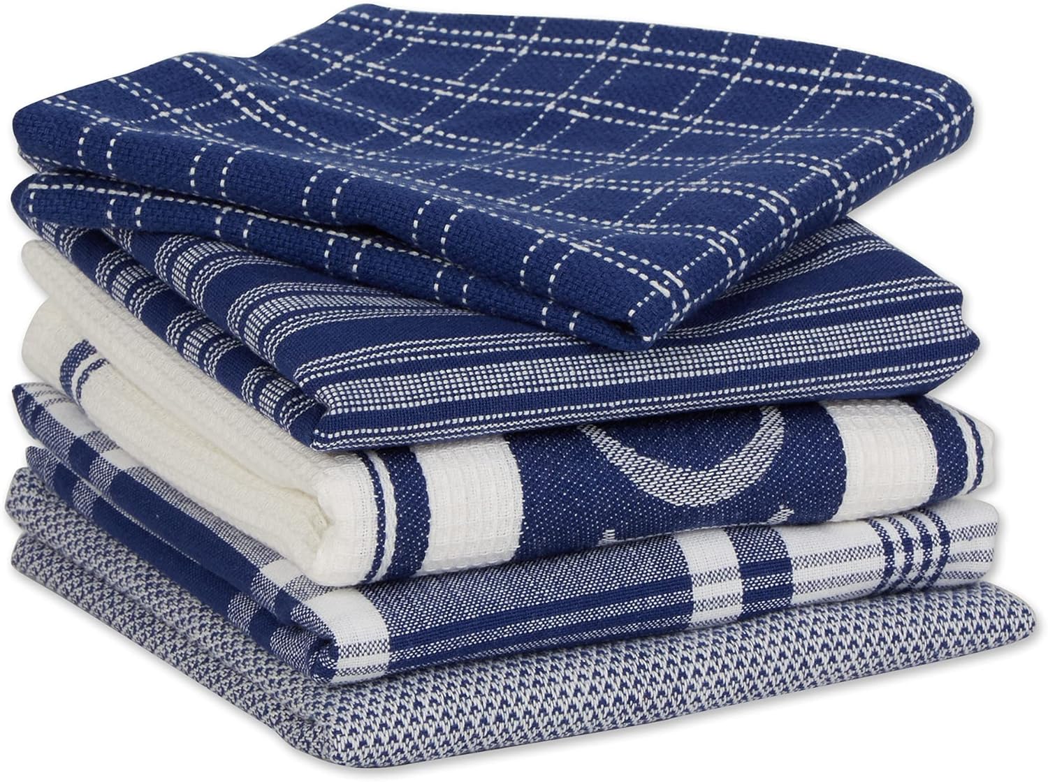 DII Everyday Collection Foodie Kitchen Set, Dishtowel & Dishcloth, Nautical Blue, 5 Piece - Image 3