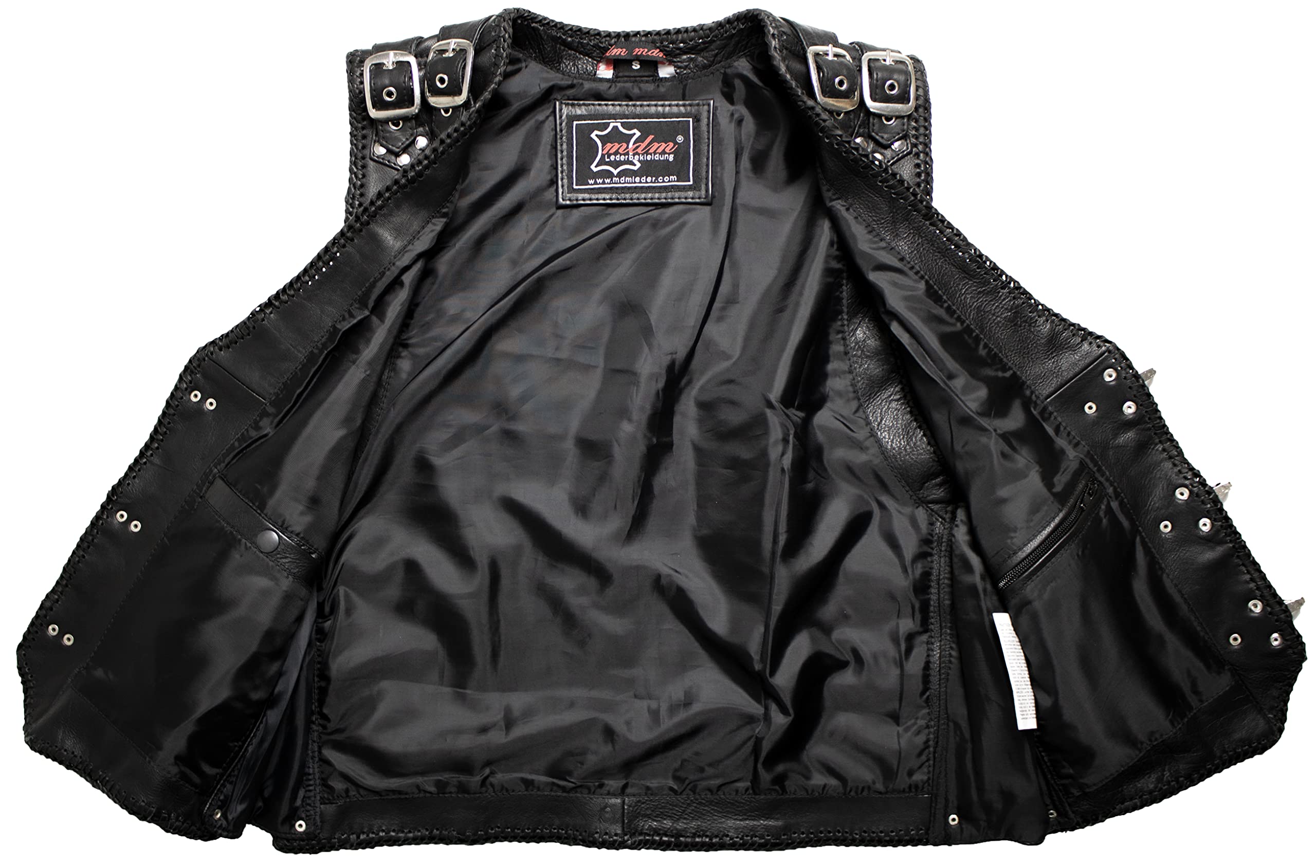 MDM Karabiner Biker Lederweste in schwarz